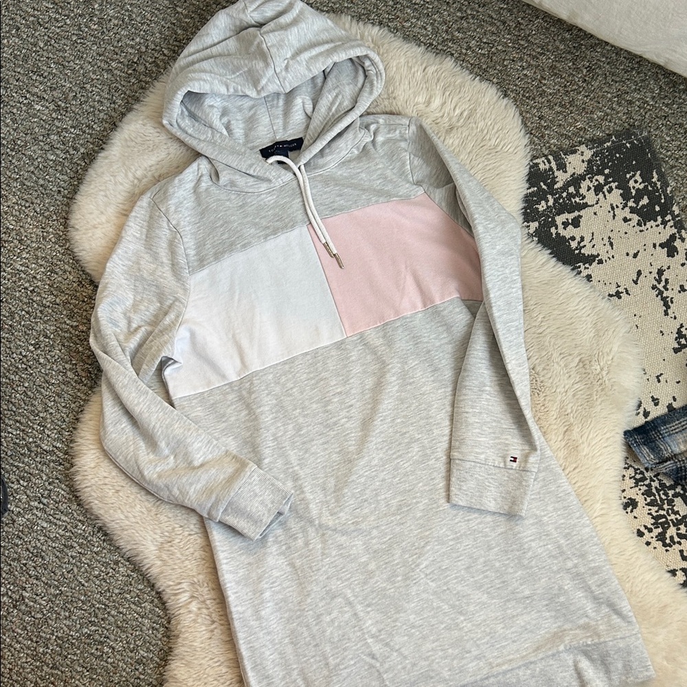 Women's Gray and Pink Hoodie Dress